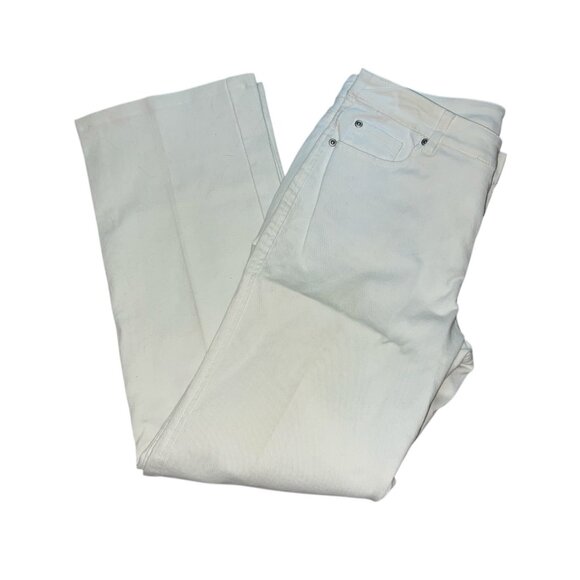 Nicole Miller Ivory White Cotton Blend Straight Leg Jeans Size 10 Womens - Picture 2 of 10